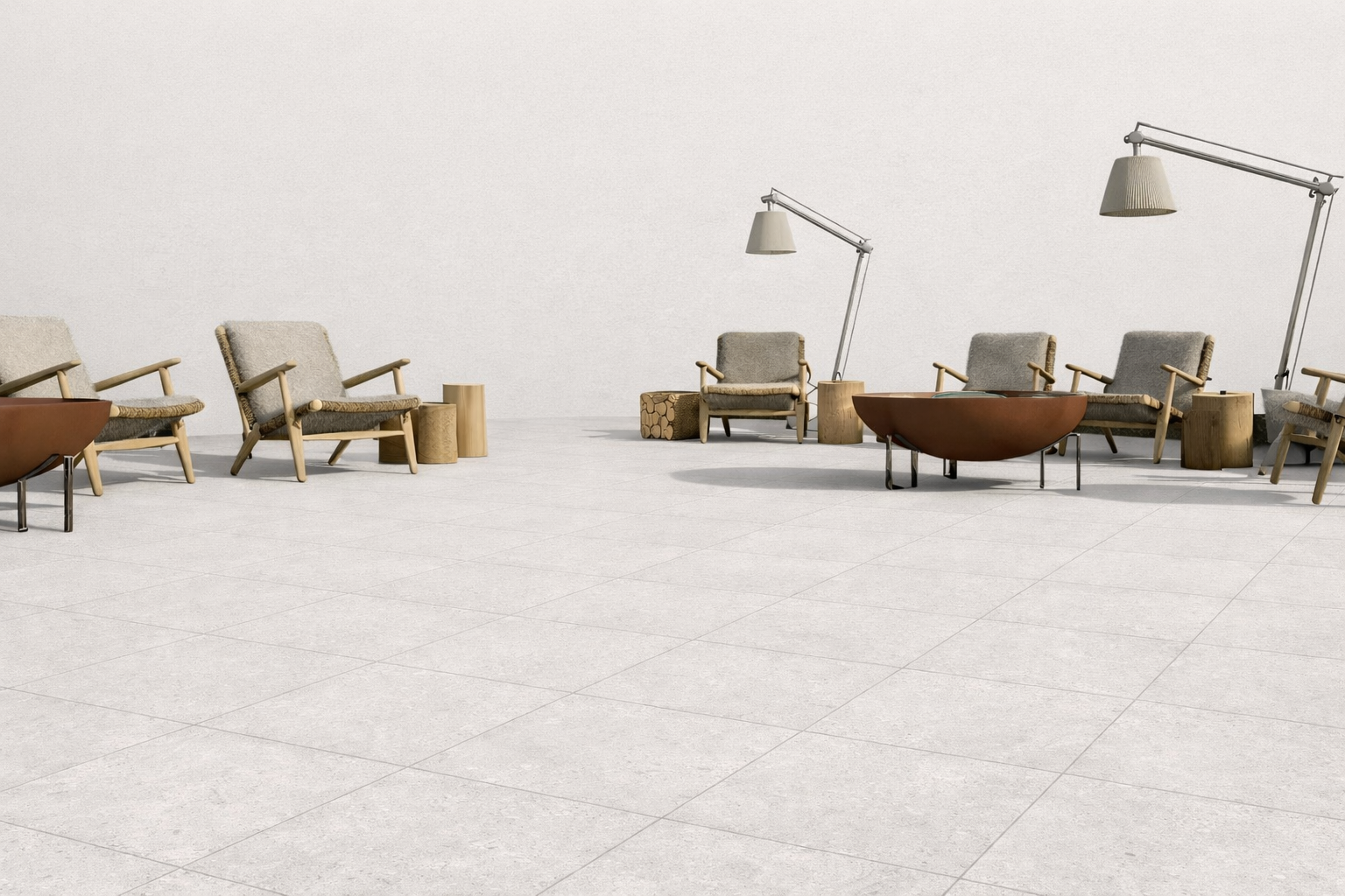 4686159e-037f-455c-bad1-b75c2cf6f8aa COBBLE STONE ASH White Keramische Stone Tiles 80x80cm - Afbeelding 1